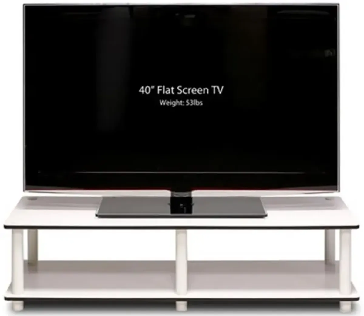 Furinno Furinno 11175WH(EX)/WH Just No Tools Wide TV Stand, White Finish w/White Tube