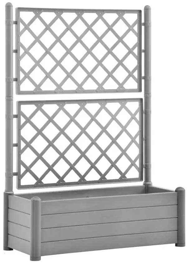 Simi Garden Flower Planter with Trellis, 17x40x56 Classic Stone Gray - Benzara