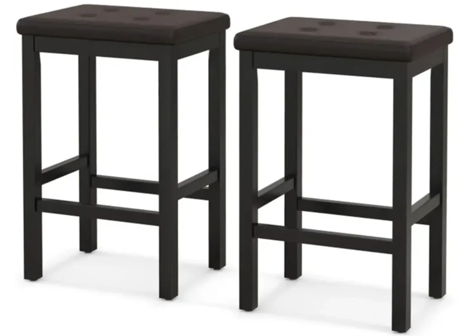 Hivvago 24" Bar Stools with Padded Seat Footrest and Rubber Wood Frame