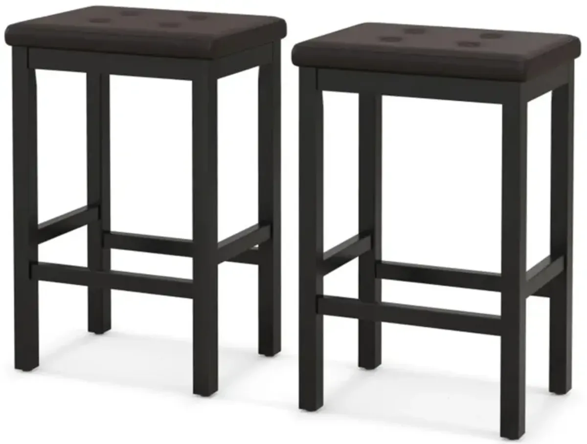 Hivvago 24" Bar Stools with Padded Seat Footrest and Rubber Wood Frame