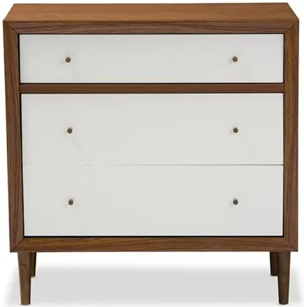 Baxton Studio Scandinavian Style White and Walnut Wood 3-drawer Chest