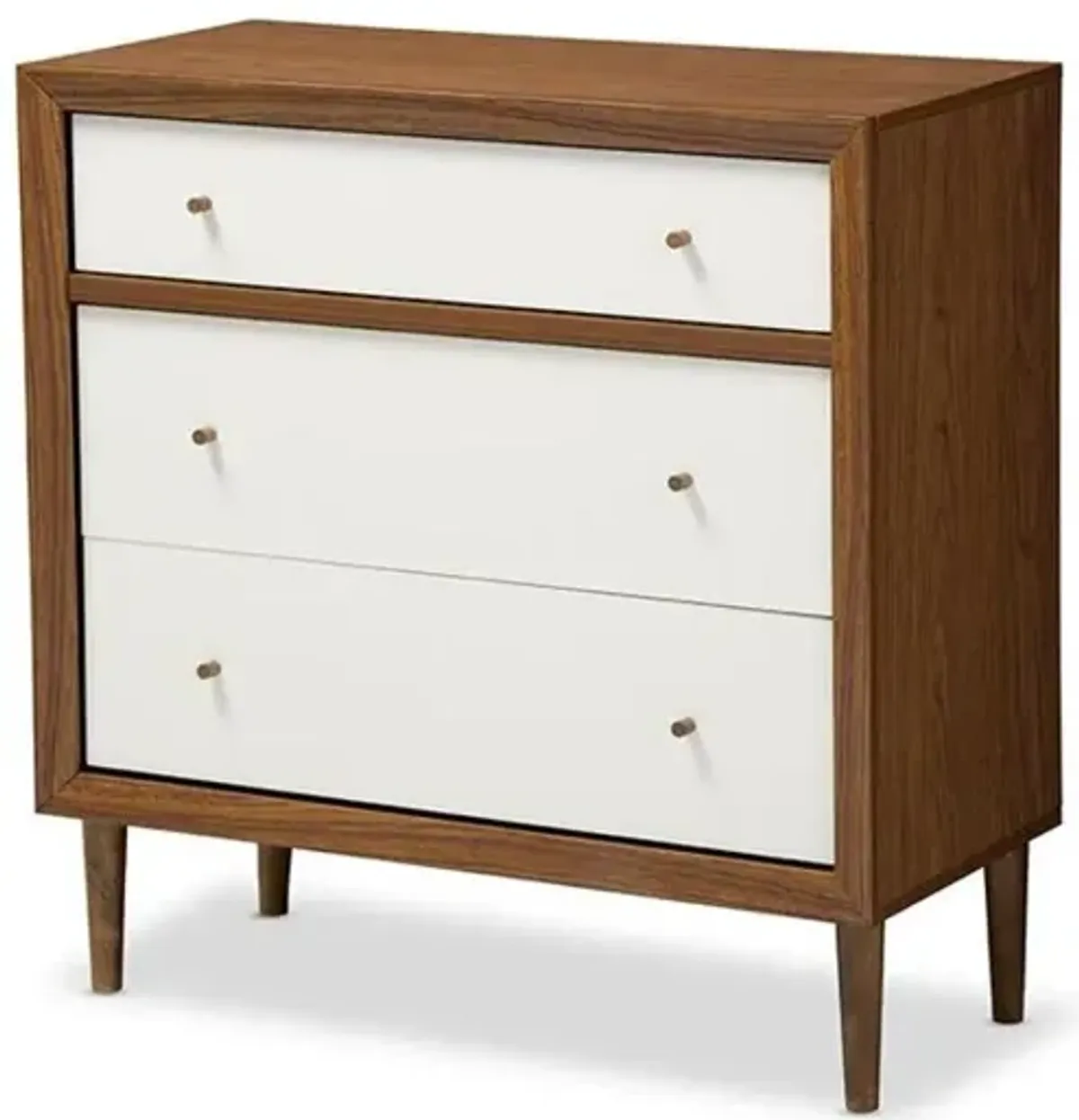 Baxton Studio Scandinavian Style White and Walnut Wood 3-drawer Chest