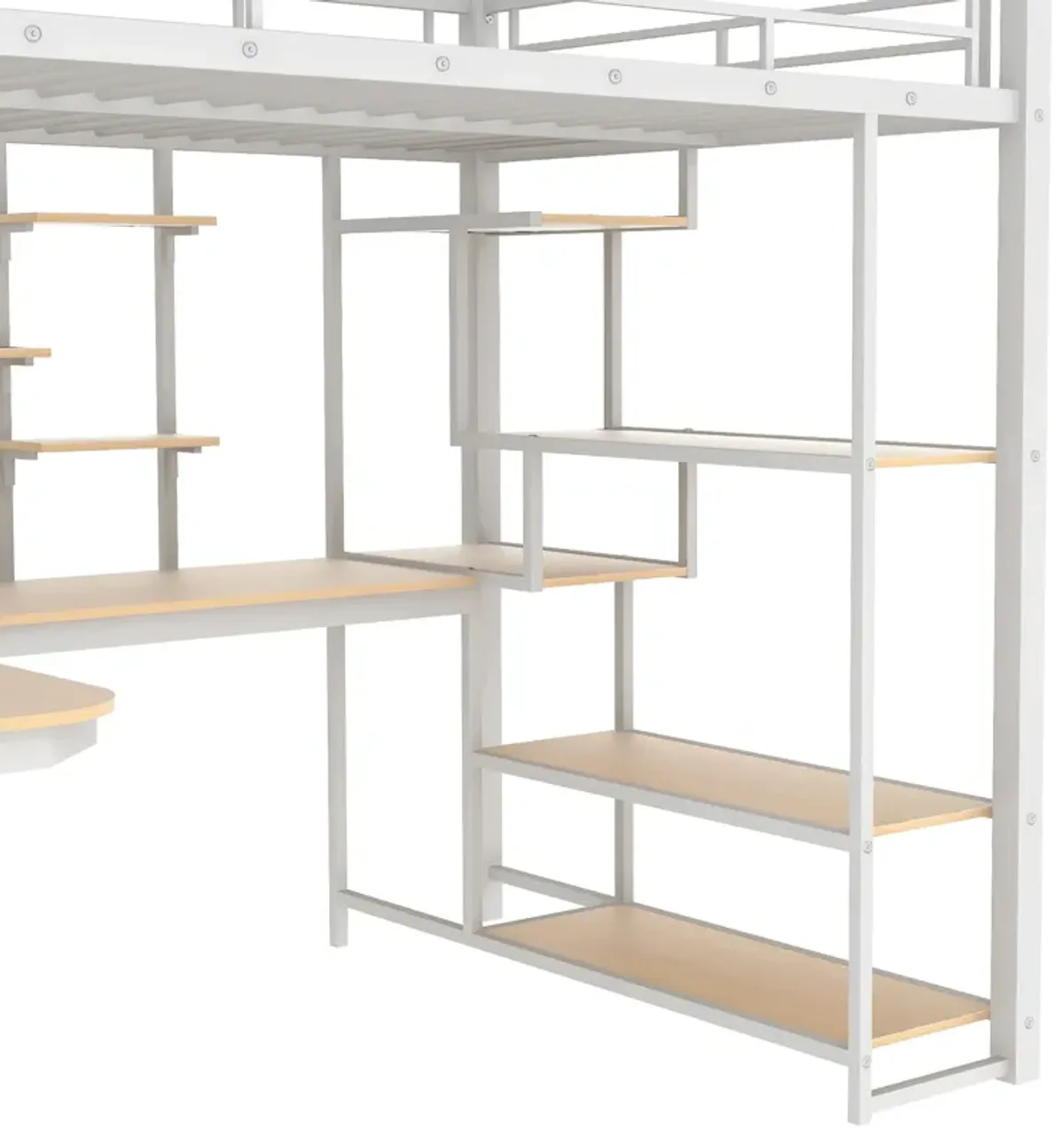 Merax Metal Loft Bed with Storage Staircase