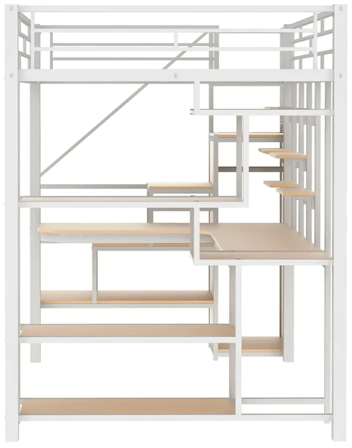 Merax Metal Loft Bed with Storage Staircase