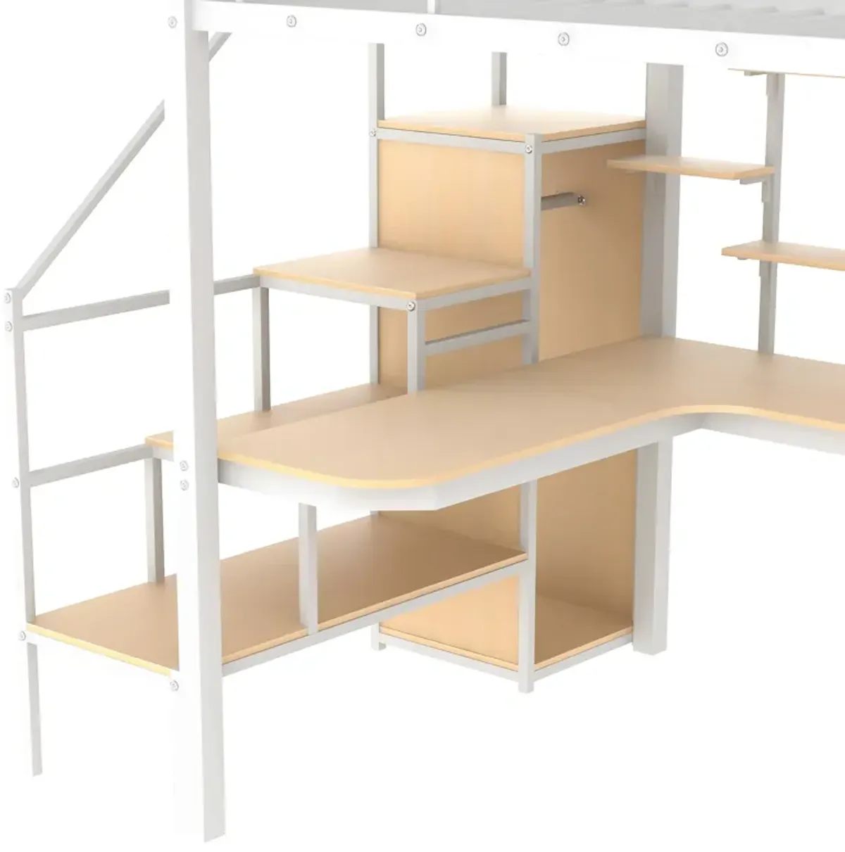 Merax Metal Loft Bed with Storage Staircase