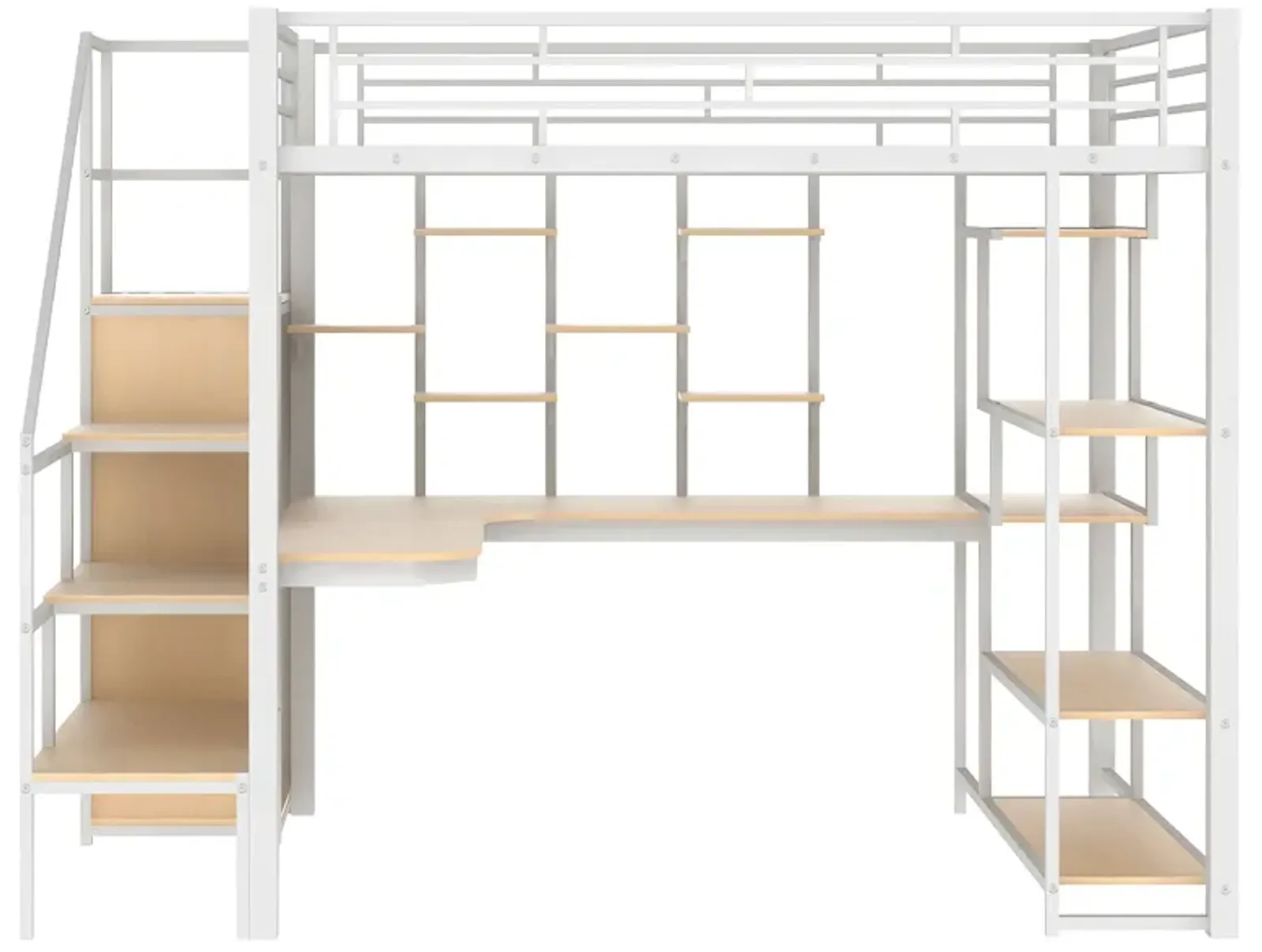 Merax Metal Loft Bed with Storage Staircase