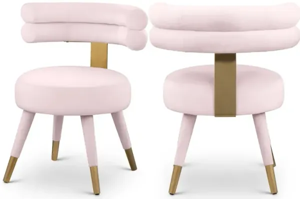 Meridian Furniture Fitzroy Pink Velvet Dining Chair, Set of 2