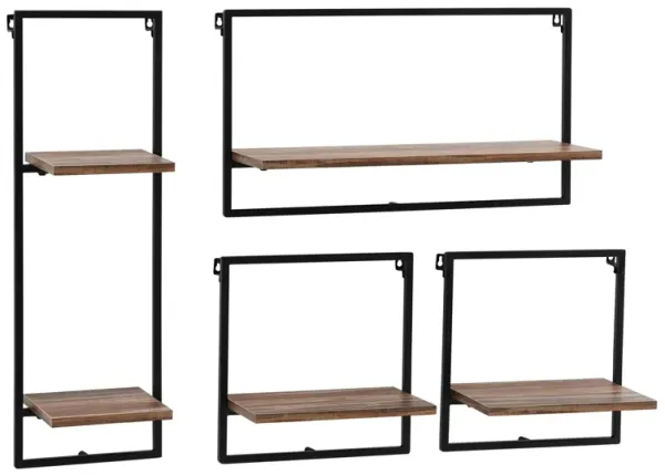 Framed Wall Art 4-Piece Modern Shelf Set with Metal Frame