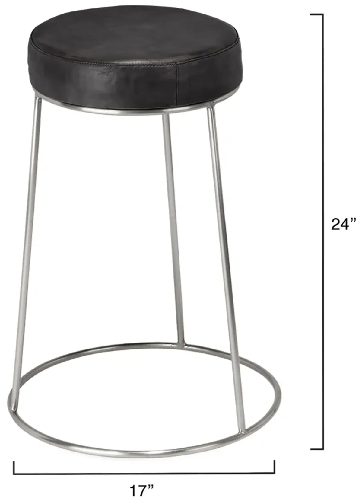 Henry Black Round Leather Counter Stool