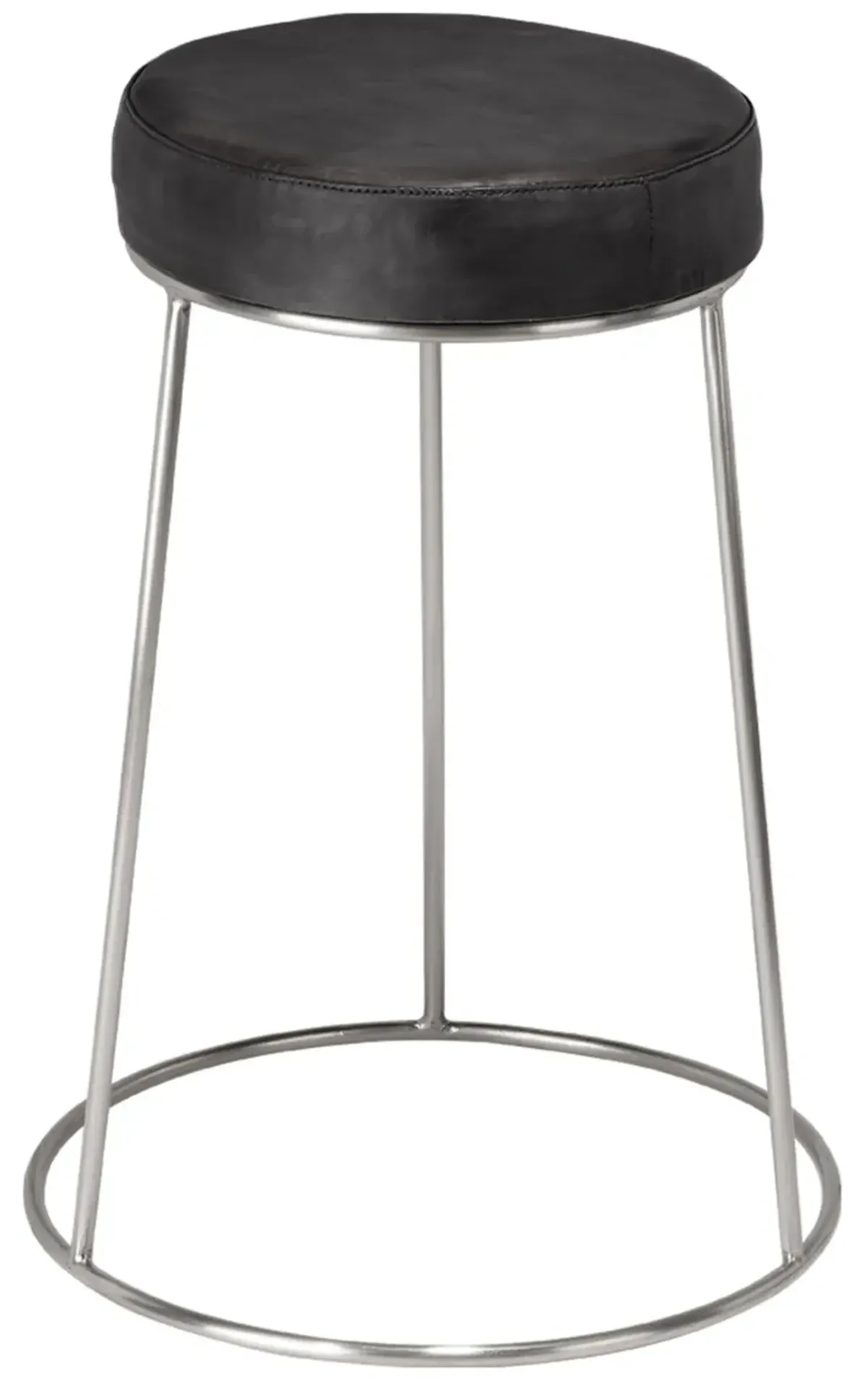 Henry Black Round Leather Counter Stool