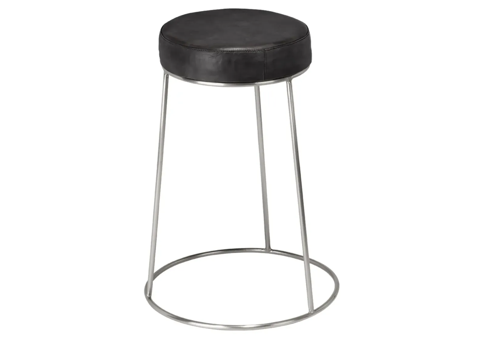 Henry Black Round Leather Counter Stool