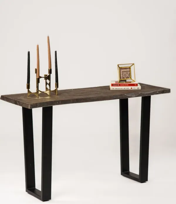 Handmade Eco-Friendly Vintage Acacia Wood & Iron Aston Black Rectangle Table 50"x30"x18" From BBH Homes