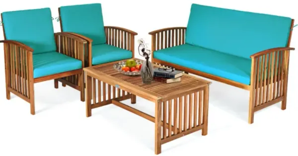 Hivvago 4 Pieces Patio Solid Wood Furniture Set