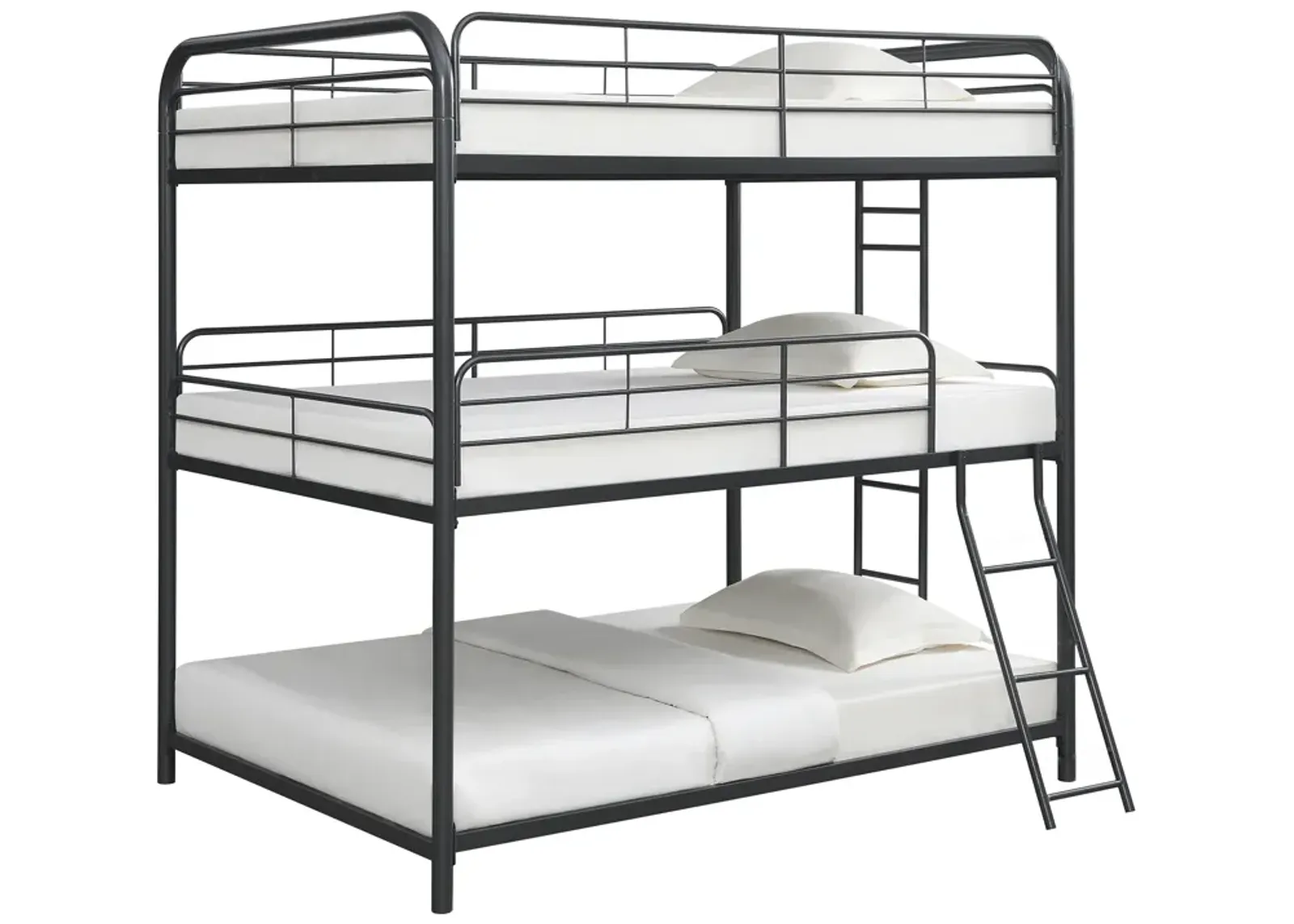 Furniture Triple Bunk Bed, Full/Full/Full, Black