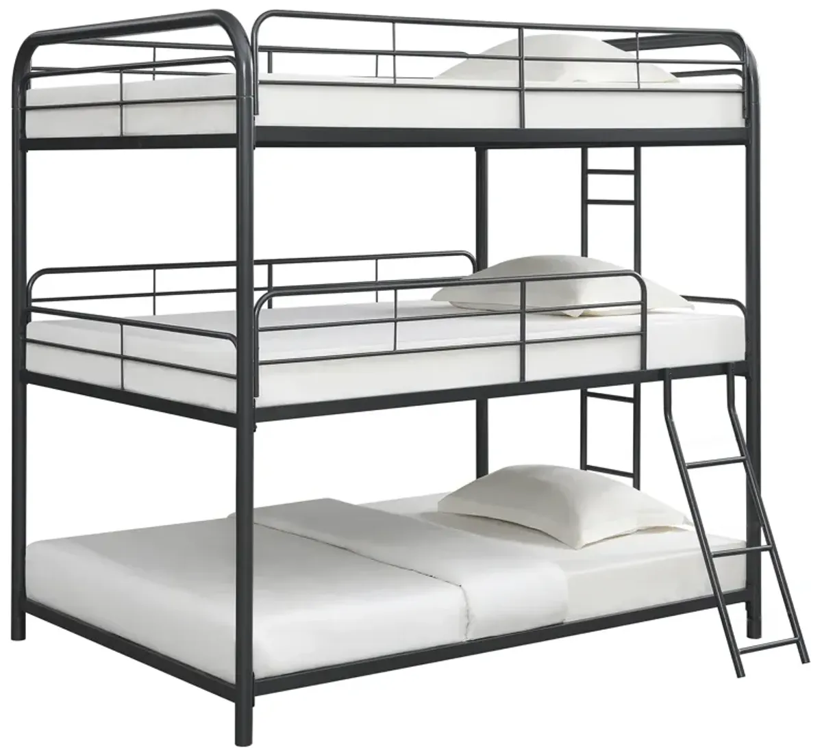 Furniture Triple Bunk Bed, Full/Full/Full, Black