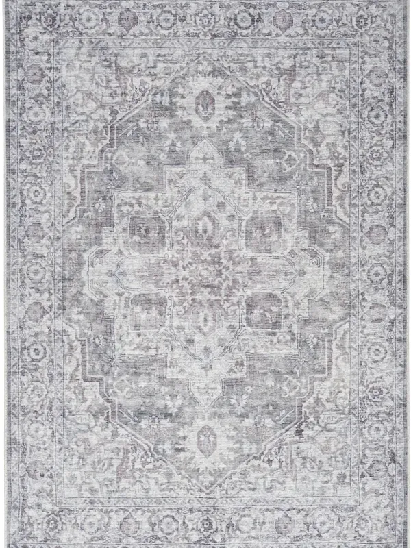 Machine Washable Series 1 SR101 Ivory/Gray 7'10" x Round Rug