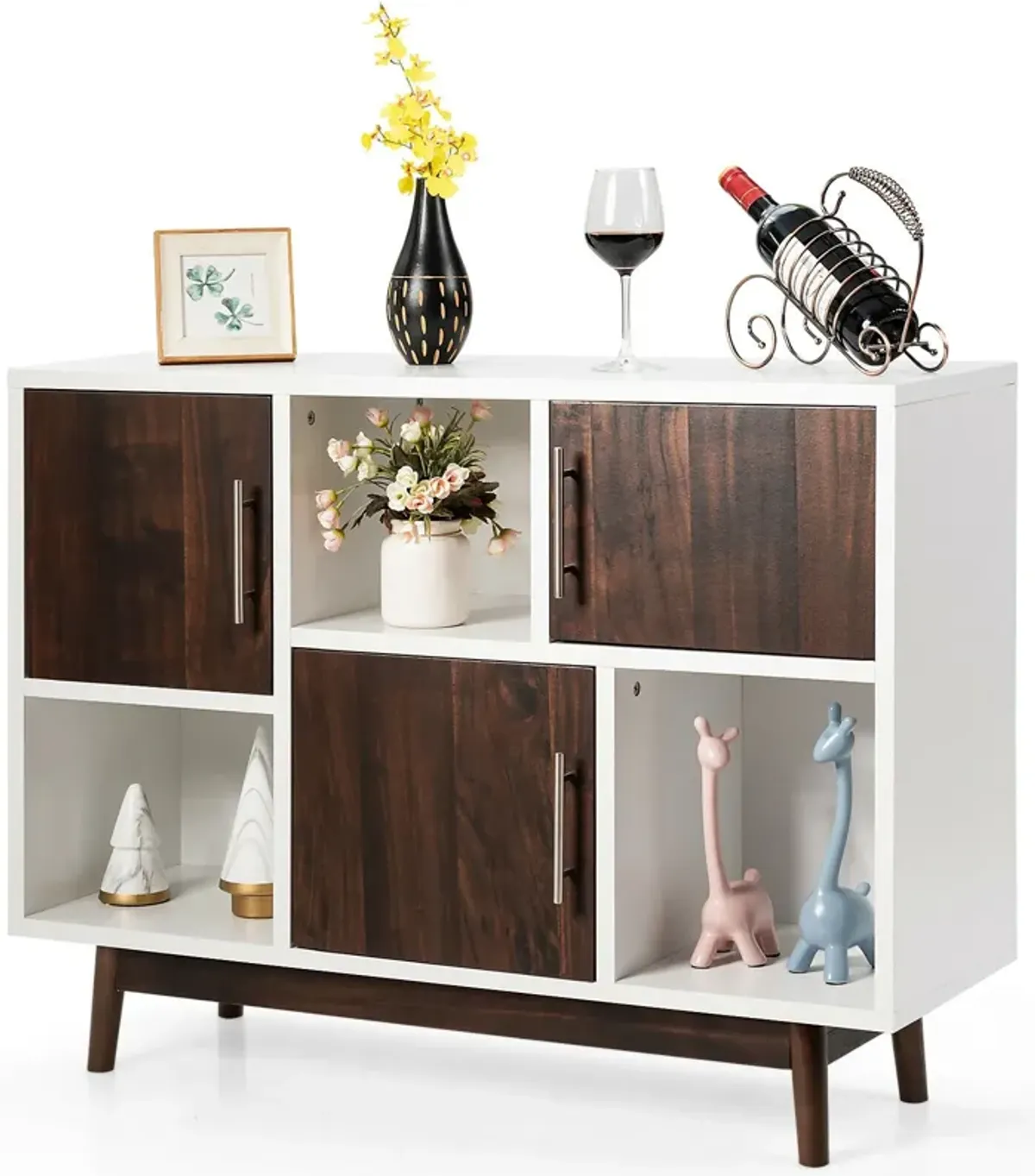 Wood Display Sideboard Storage Cabinet with Storage Compartments