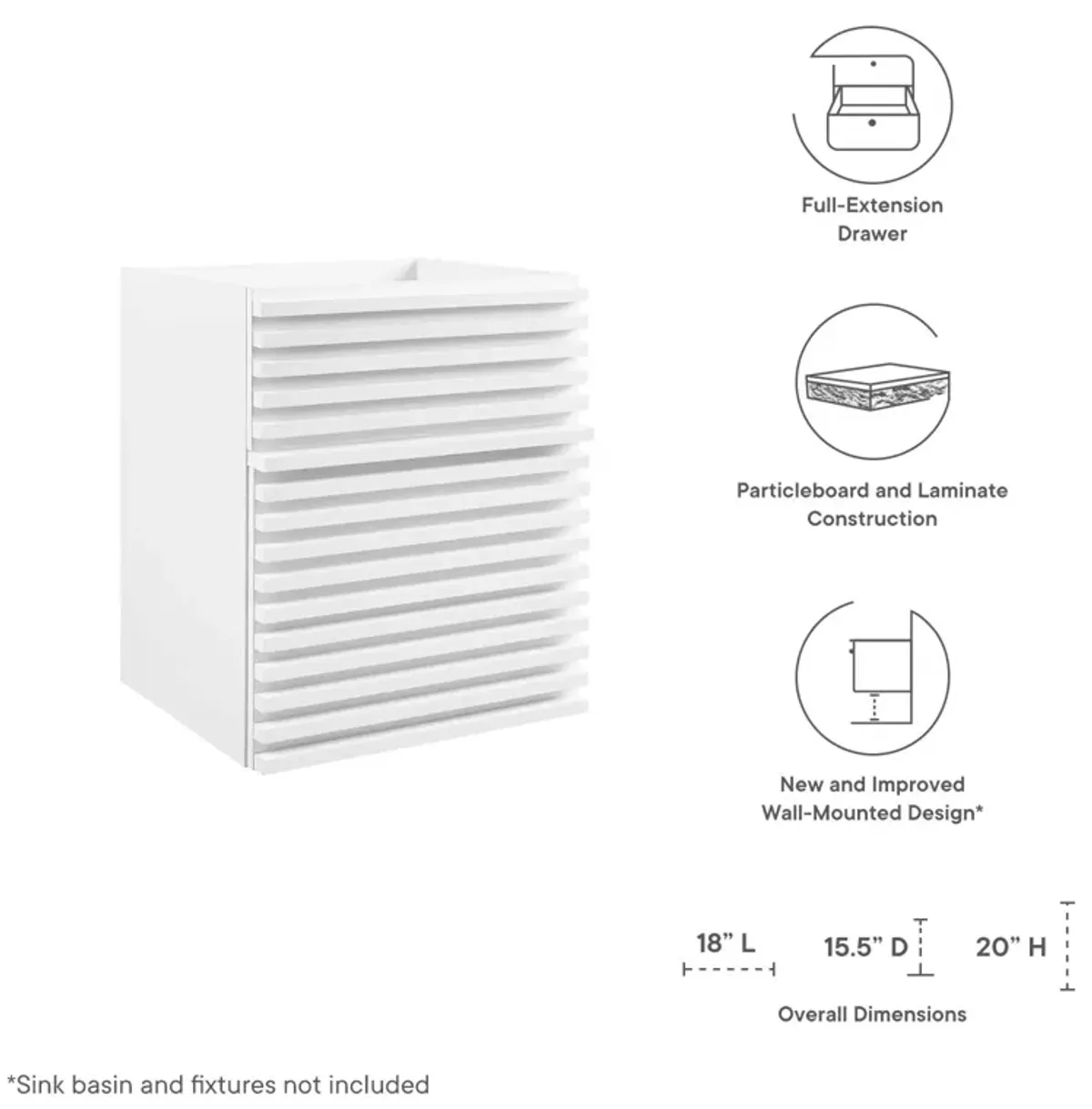 Render 18" Wall-Mount Bathroom Vanity Cabinet