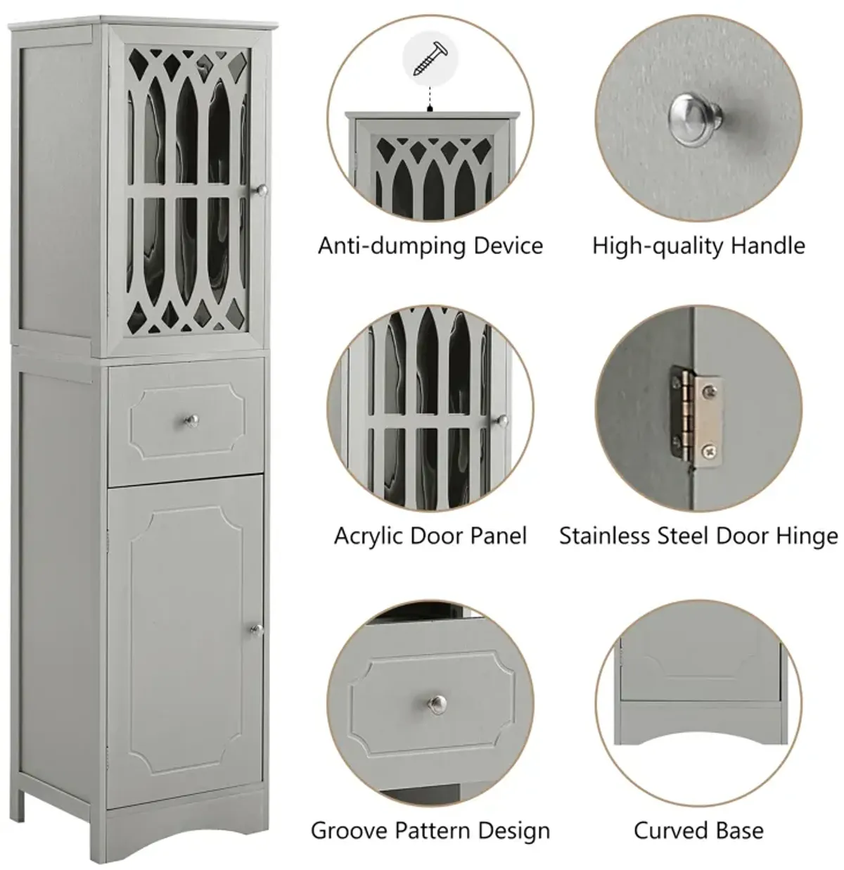 Merax  Freestanding Linen Cabinet Bathroom Storage Cabinet