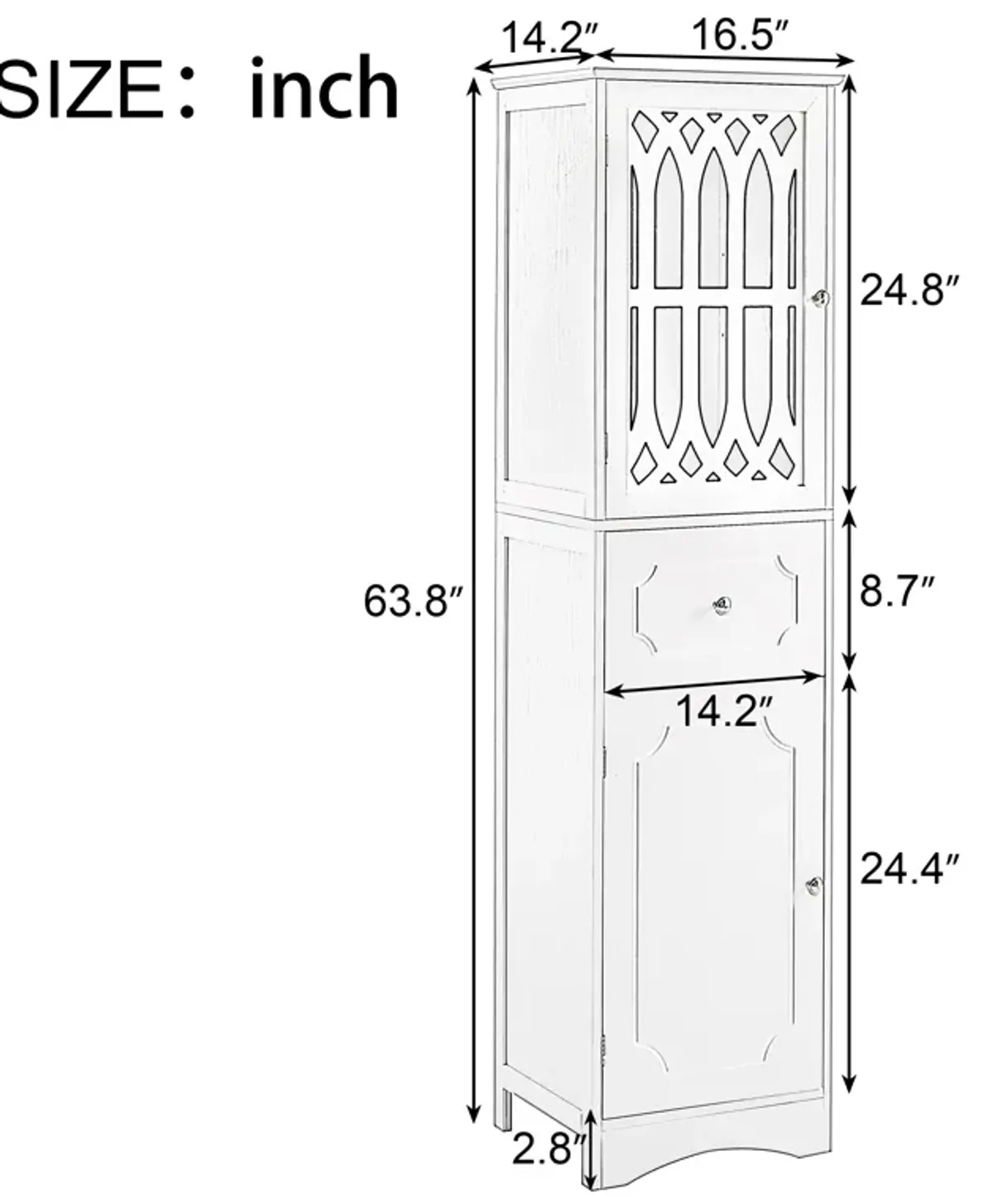 Merax  Freestanding Linen Cabinet Bathroom Storage Cabinet