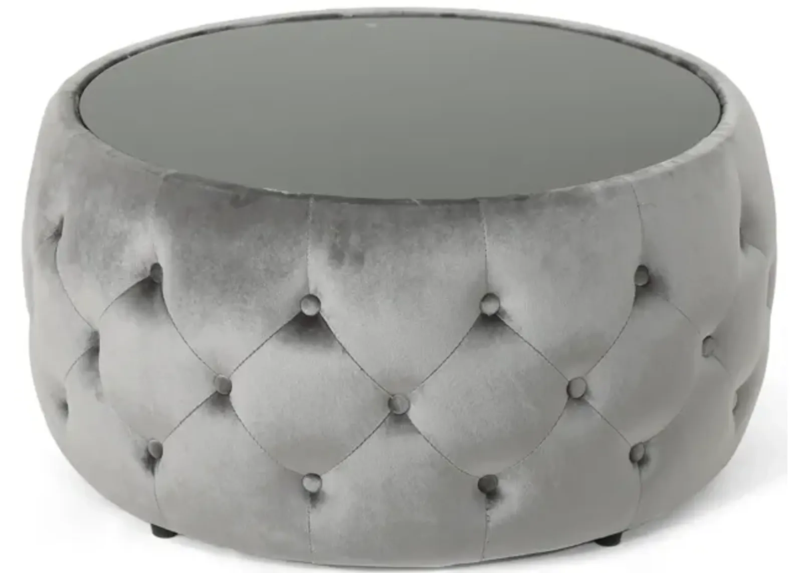 Merax Round Ottoman with Glass Top