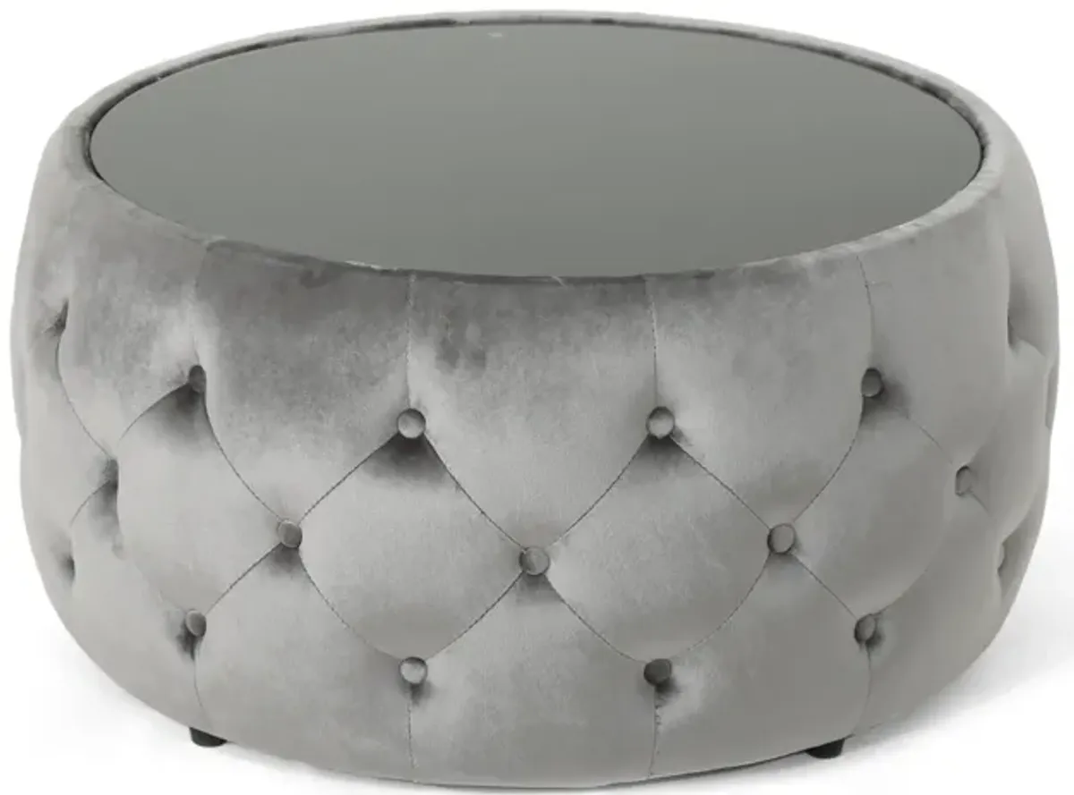 Merax Round Ottoman with Glass Top