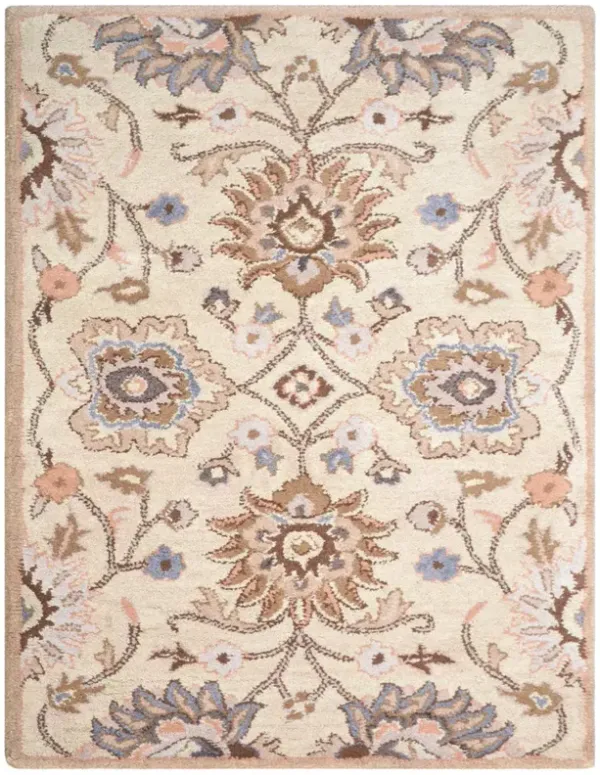 RUGSOTIC CARPETS HAND TUFTED WOOL ECO-FRIENDLY AREA RUGS  - 8'x11', Rectangle Shape, Cream, Floral Modern Design, High Pile Thick Handmade Anti Skid Area Rugs for Living Room, Bed Room (K00714)