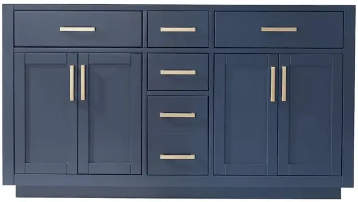 Altair Double Bathroom Vanity Cabinet Only in Royal Blue without Countertop and Mirror