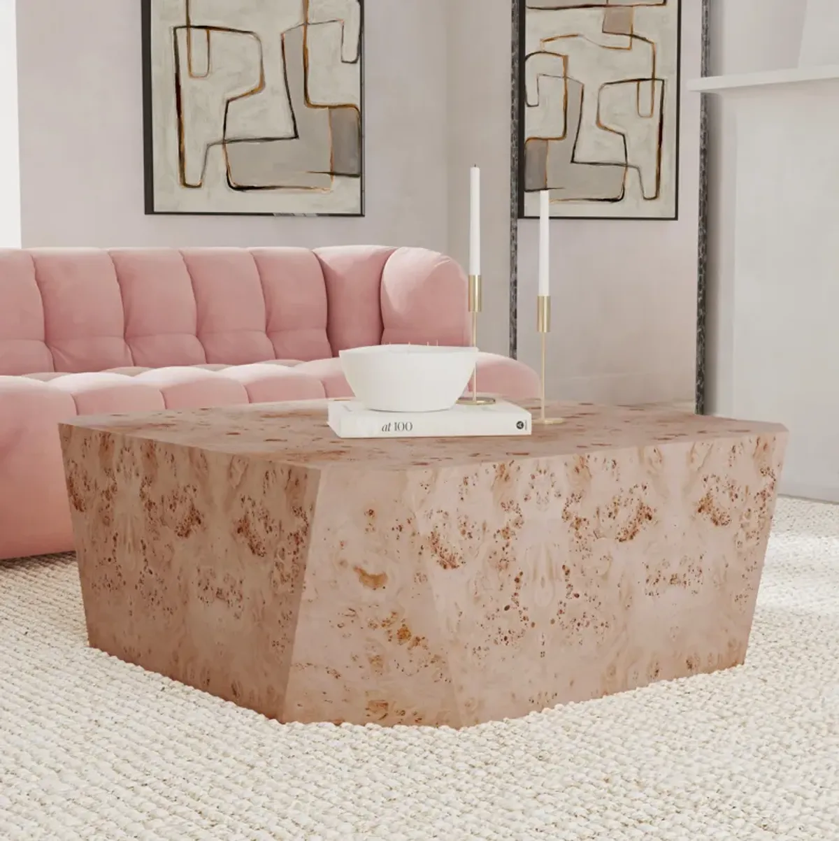 Avena Burl Square Coffee Table