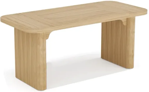 Executive Desk, 62 Inch Light Brown Top, Fluted Double Pedestal Base - Benzara