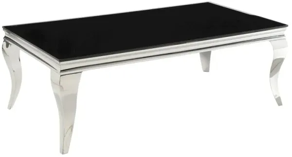Carone Rectangular Glass Top Coffee Table Black and Chrome