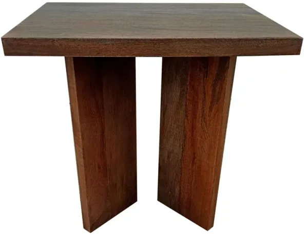 Anisa Side End Table, 22 Inch Square Top, Brown Mango Wood Plank Style - Benzara