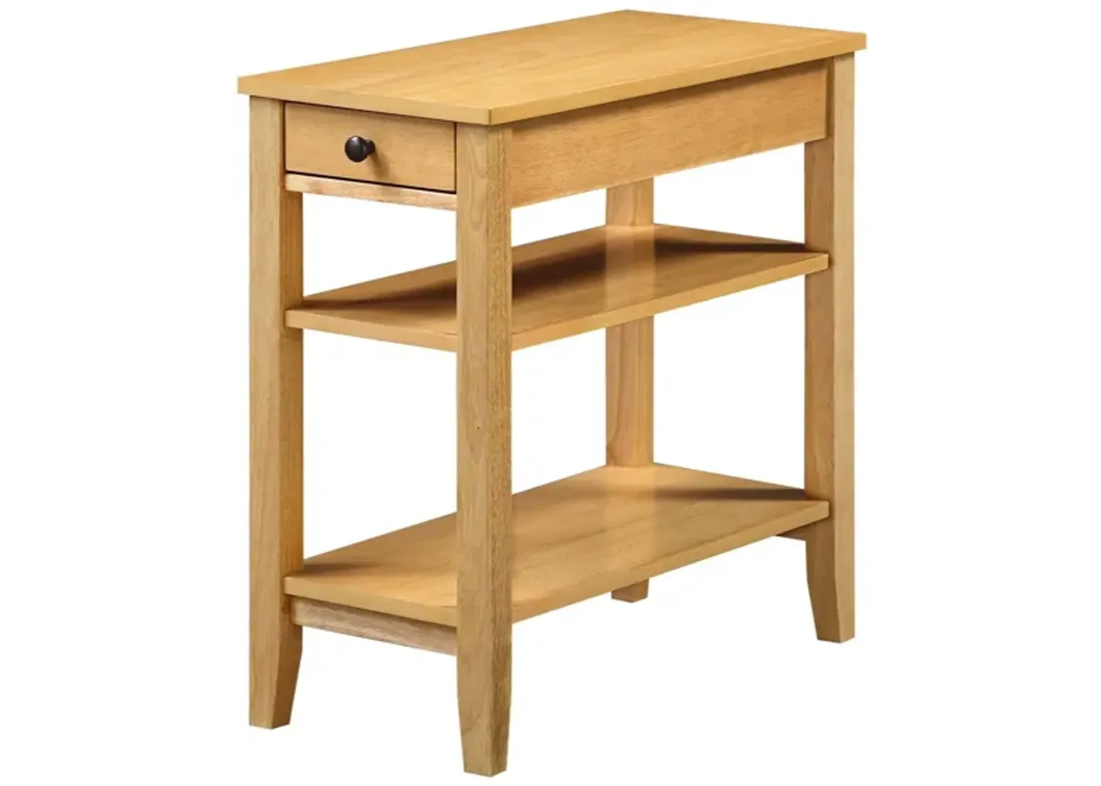 Convenience Concepts American Heritage 1 Drawer Chairside End Table with Shelves, 23.5"L x 11.25"W x 24"H, Natural