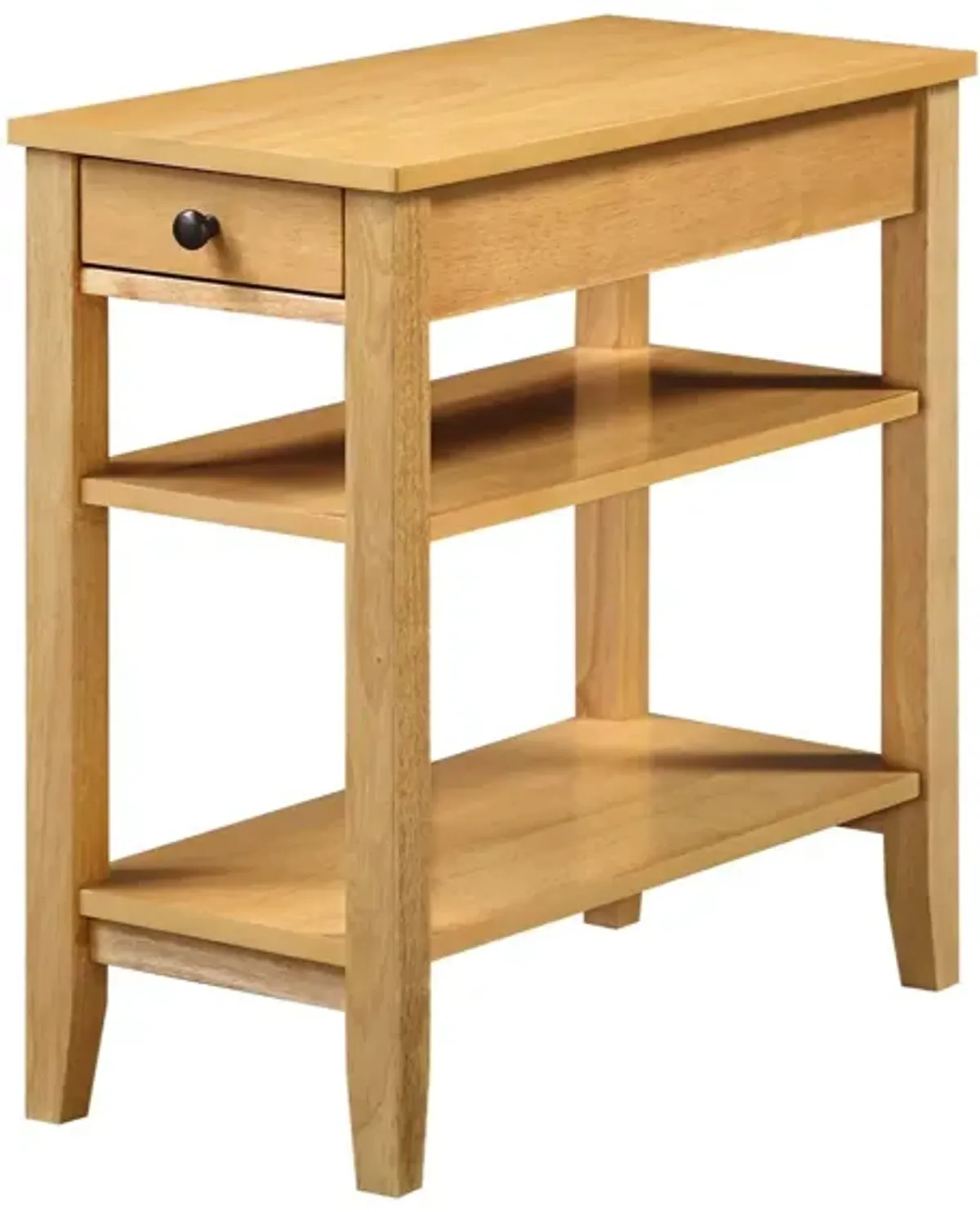 Convenience Concepts American Heritage 1 Drawer Chairside End Table with Shelves, 23.5"L x 11.25"W x 24"H, Natural