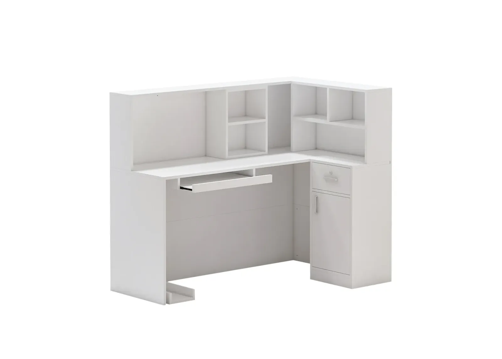 FUFU&GAGA Modern L-Shaped Office Desk with Hutch and Storage (55.9" L x 32.3" W x 48.4" H), Marble