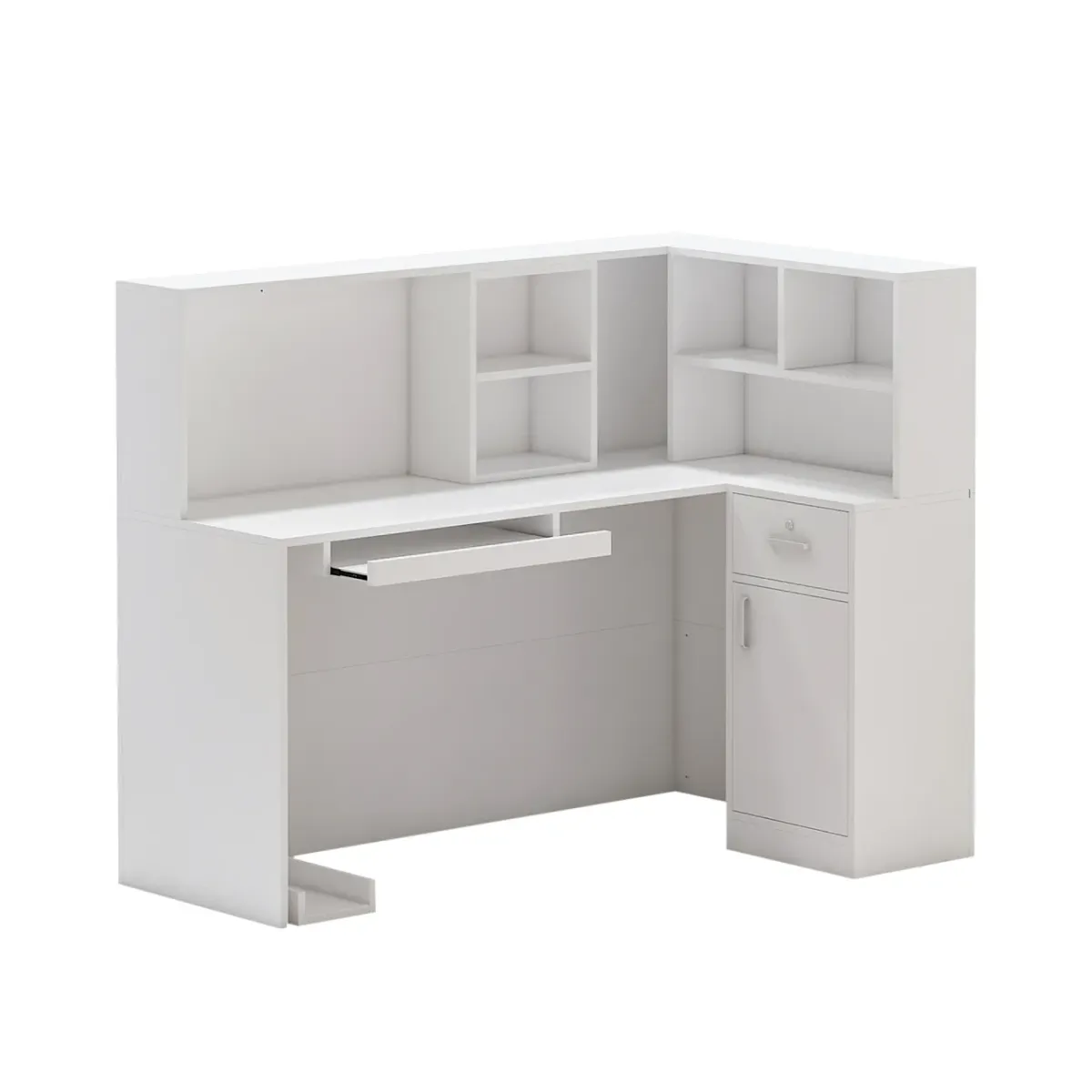 FUFU&GAGA Modern L-Shaped Office Desk with Hutch and Storage (55.9" L x 32.3" W x 48.4" H), Marble