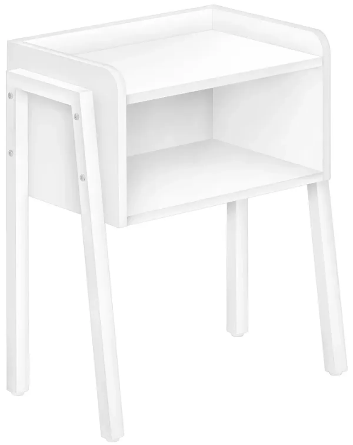 Monarch Specialties I 3594 Accent Table, Side, End, Nightstand, Lamp, Living Room, Bedroom, Metal, Laminate, White, Contemporary, Modern