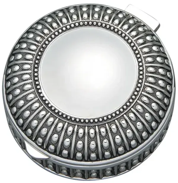 3" Silverplated Round Antique-Style Box with Beaded Detail