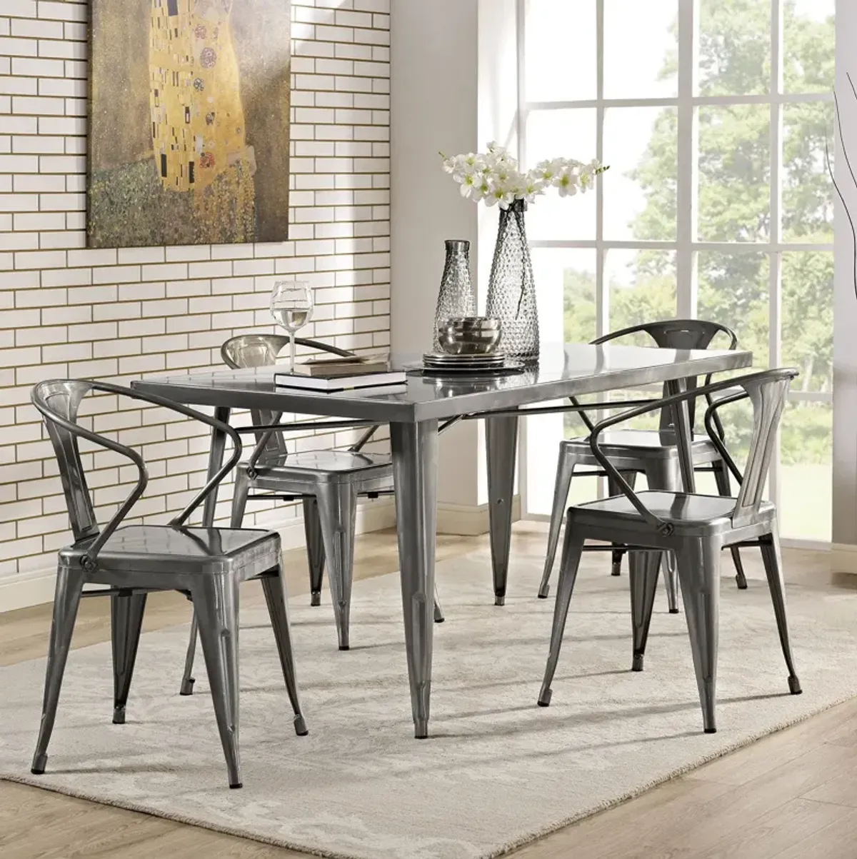 Modway - Alacrity Rectangle Metal Dining Table Gunmetal