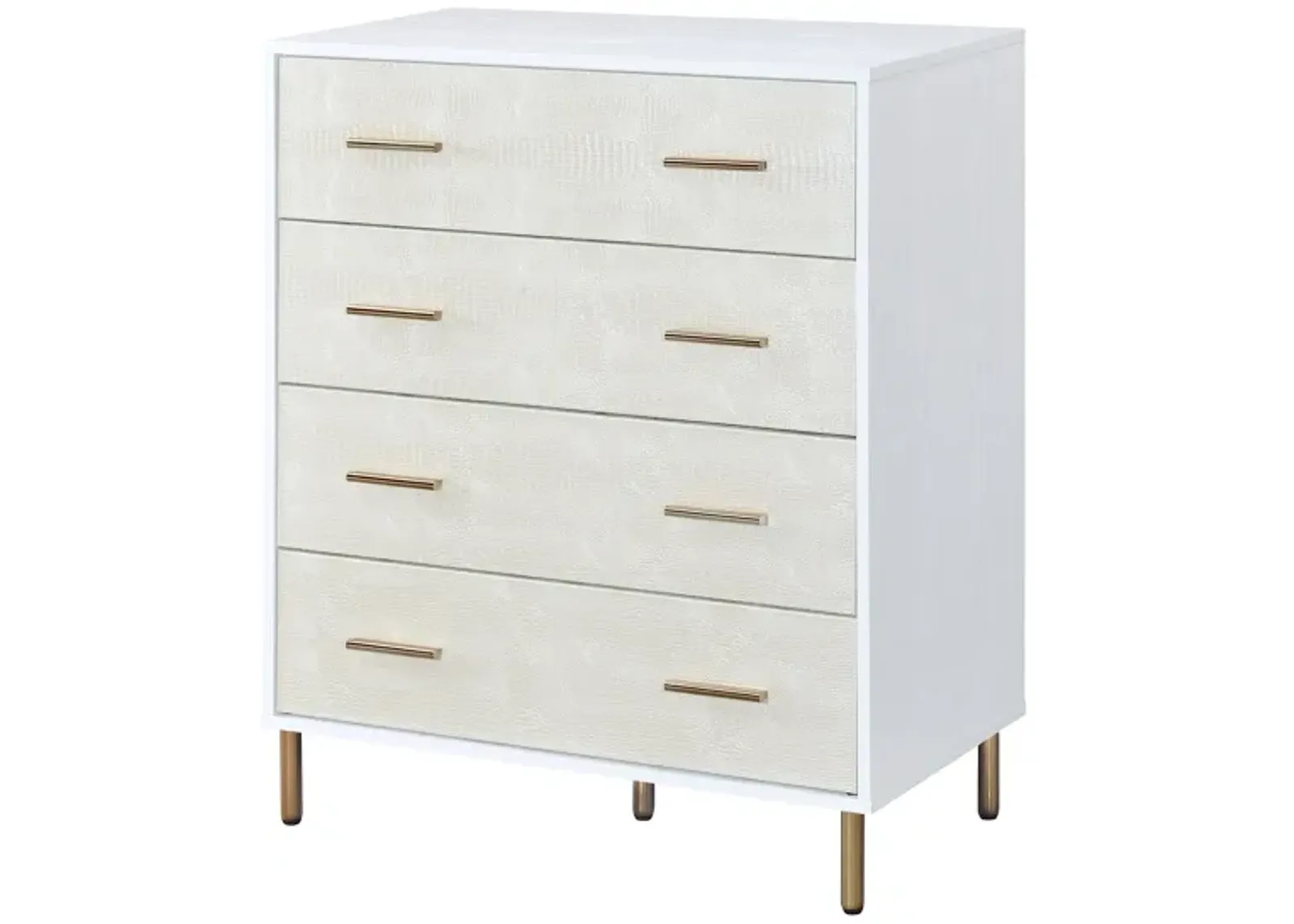 ACME Myles Chest, White, Champagne & Gold Finish