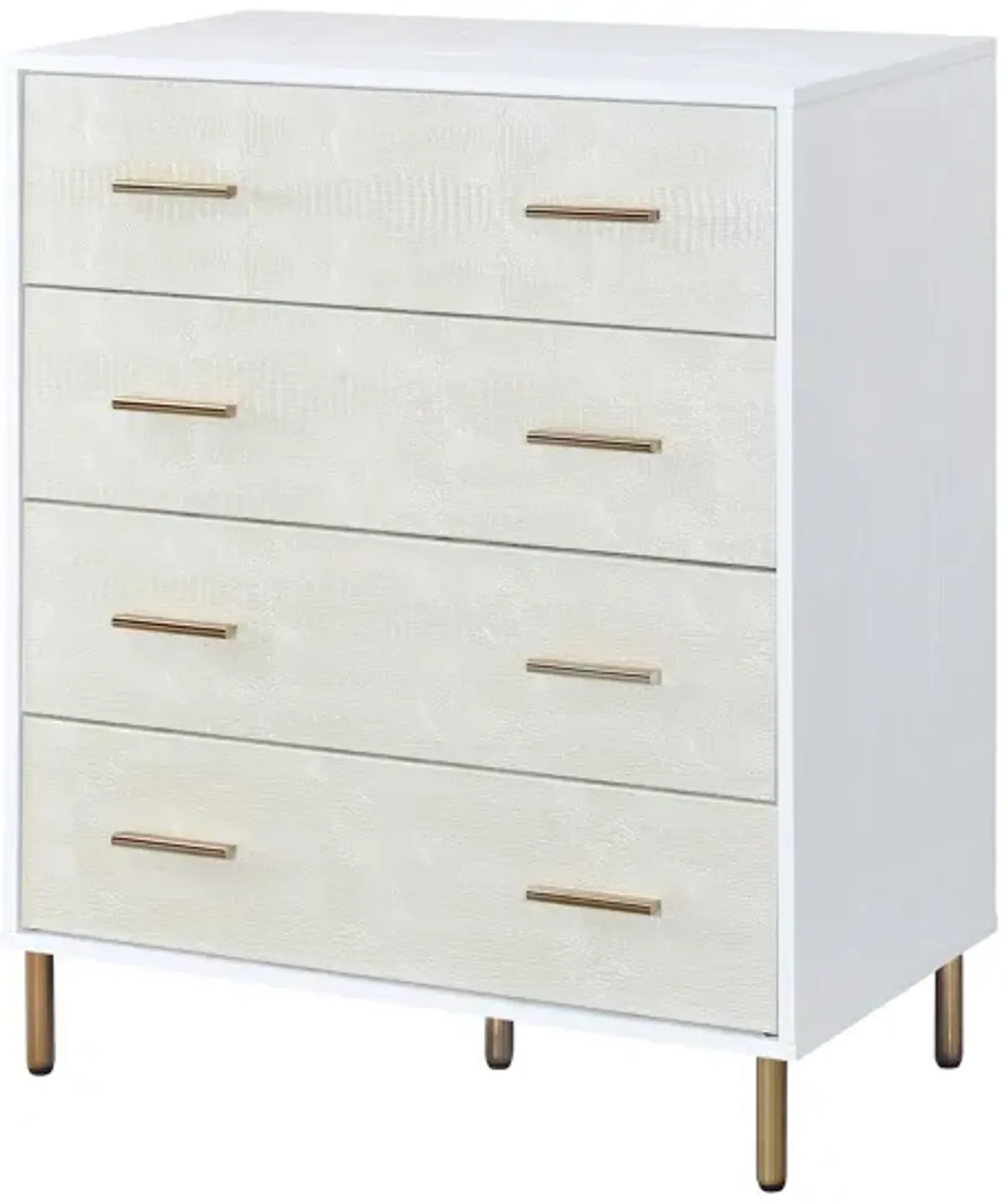 ACME Myles Chest, White, Champagne & Gold Finish