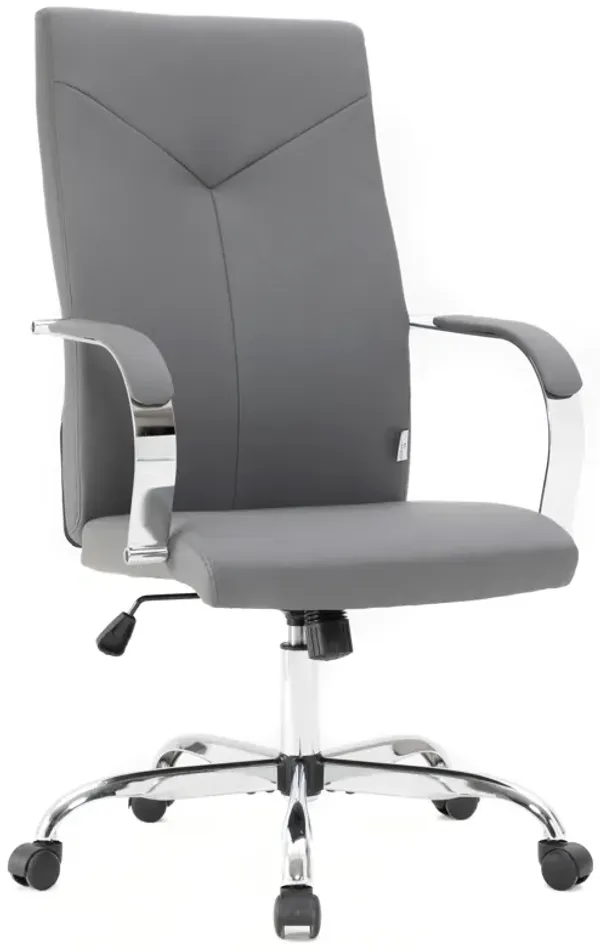 LeisureMod Sonora Modern High-Back Tall Adjustable Height Leather Conference Office Chair with Tilt & 360 Degree Swivel