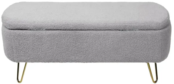 Mondawe Storage Entryway Ottoman Bench, Faux Fur Bench Upholstered Padded for End of Bed
