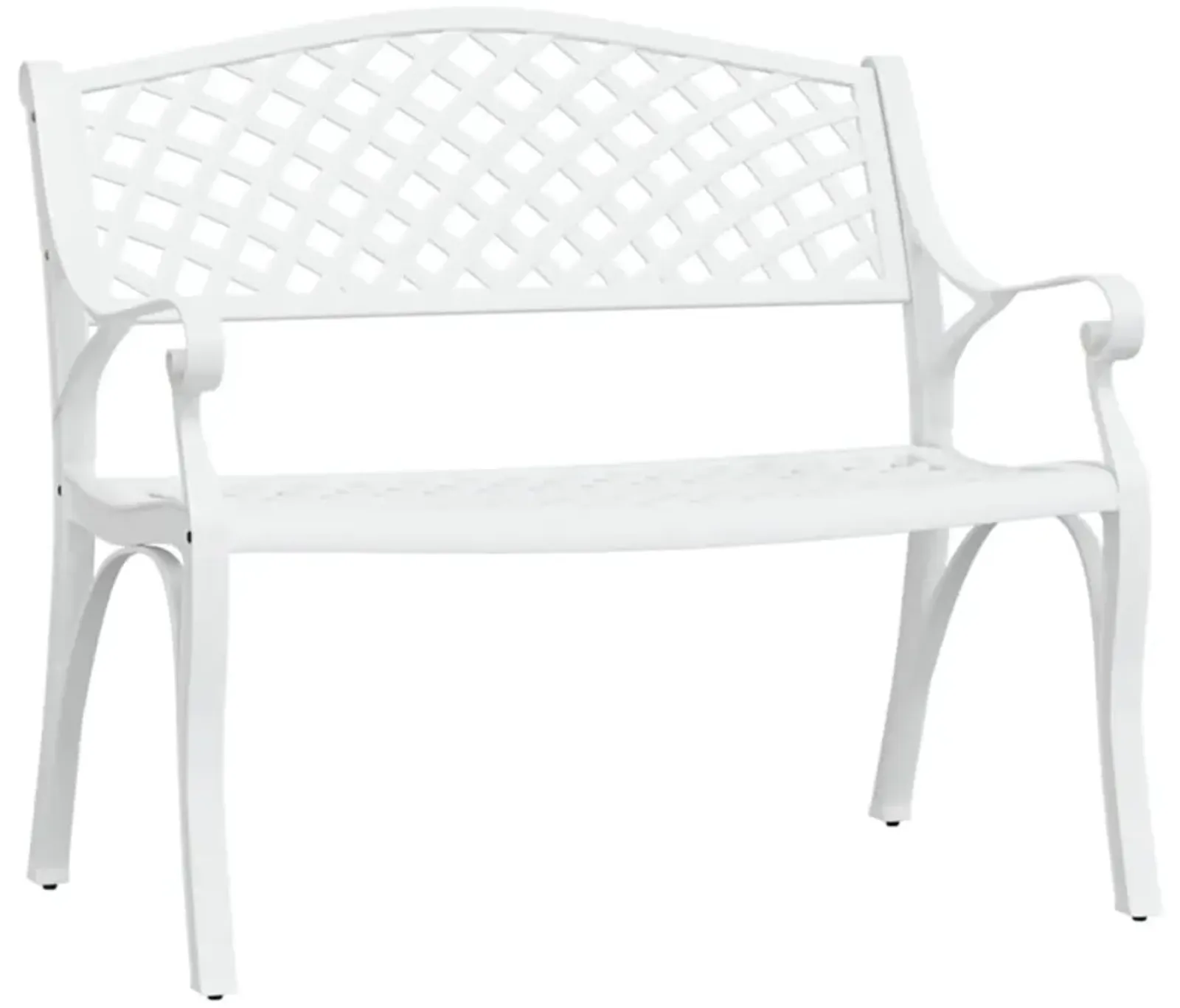 vidaXL Patio Bench - Outdoors, Weather-Resistant Cast Aluminum and Iron-Constructed Garden Bench, Easy to Assemble White Colored Seating for Patio, 40.2in