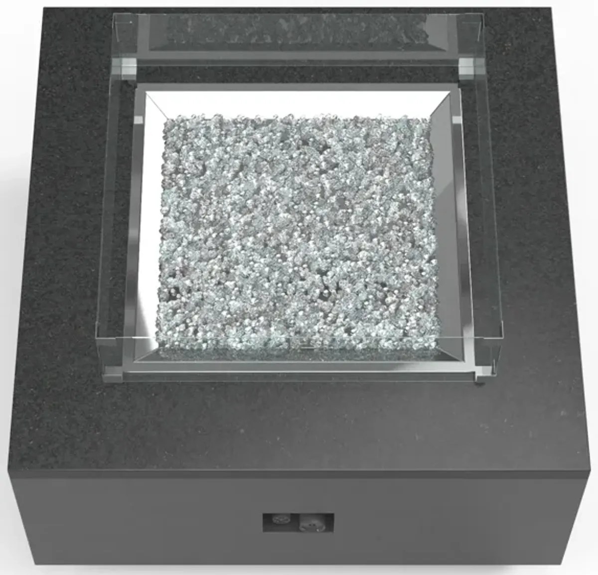 Black Granite Square Fire Table w/ Glass Surround