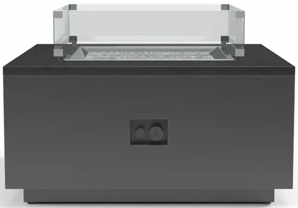 Black Granite Square Fire Table w/ Glass Surround