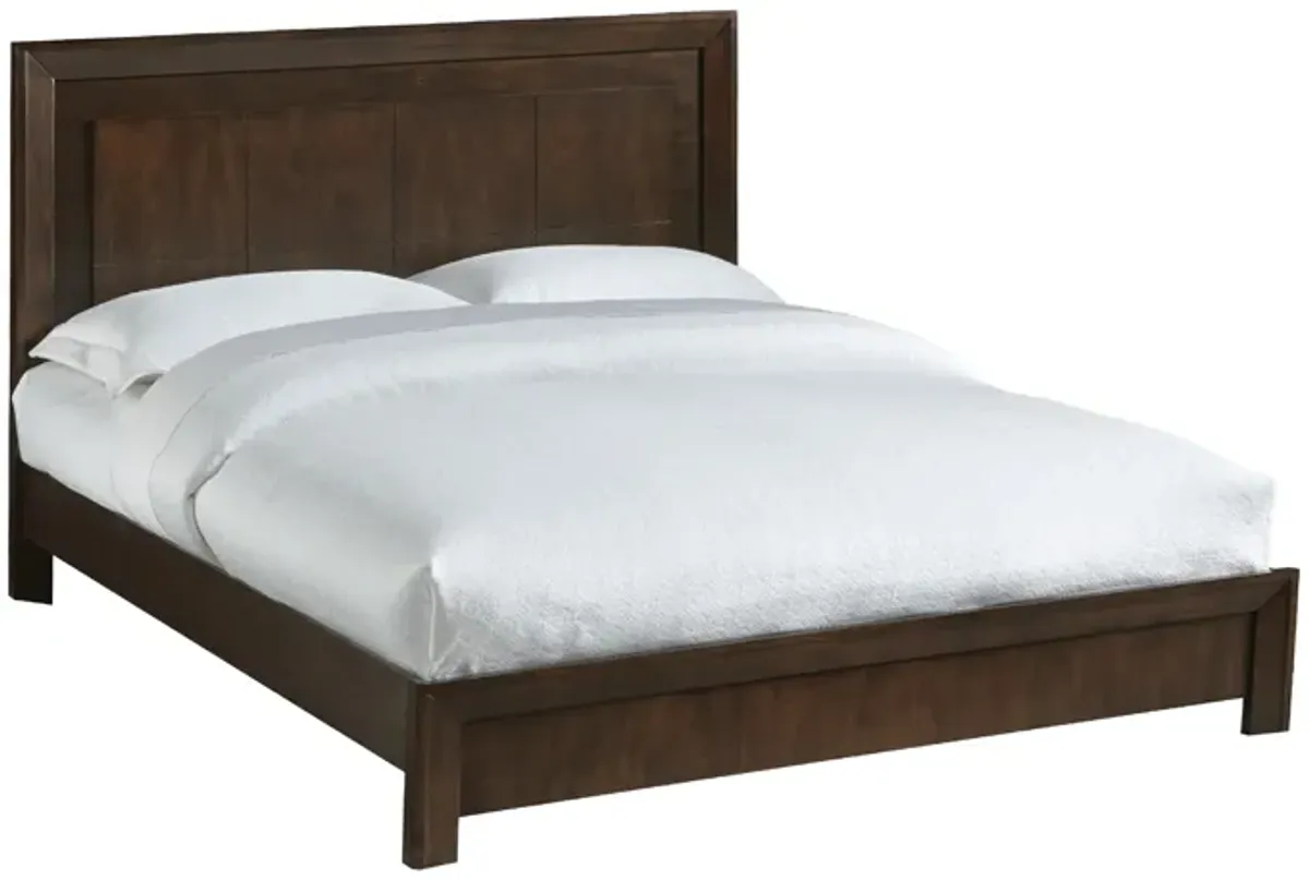 Steve Modern Solid Pine Wood Platform Queen Bed with Metal Legs, Brown - Benzara