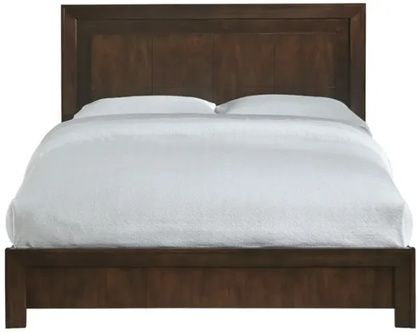 Steve Modern Solid Pine Wood Platform Queen Bed with Metal Legs, Brown - Benzara