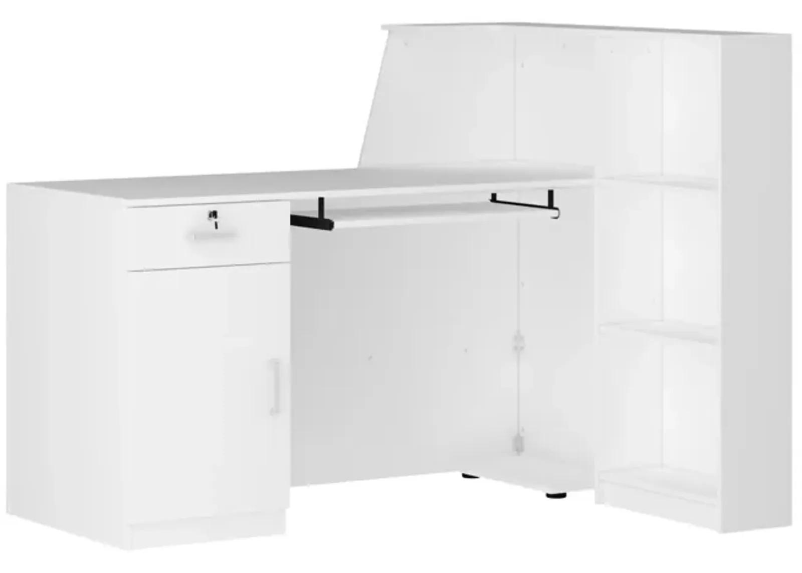 FUFU&GAGA 55.1-in White Modern/Contemporary Reception Desk Hutch Included,White