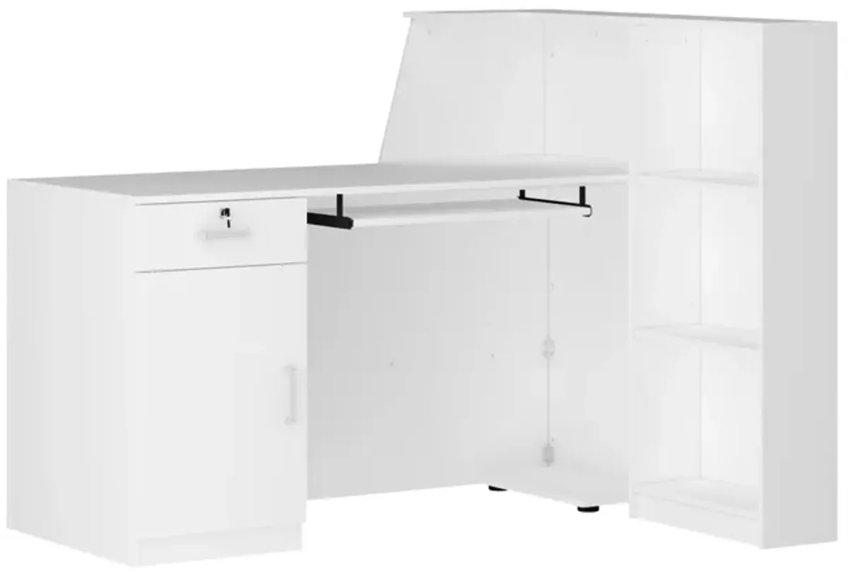 FUFU&GAGA 55.1-in White Modern/Contemporary Reception Desk Hutch Included,White